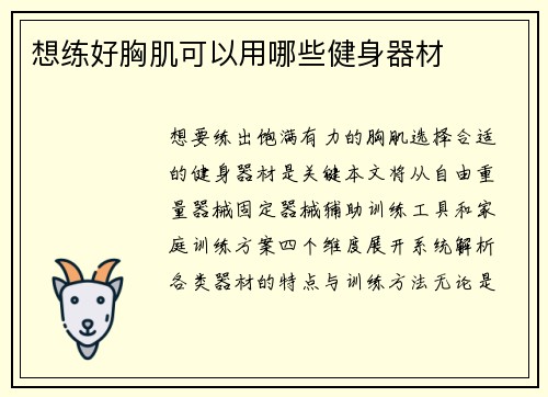 想练好胸肌可以用哪些健身器材