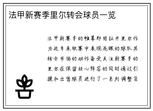 法甲新赛季里尔转会球员一览